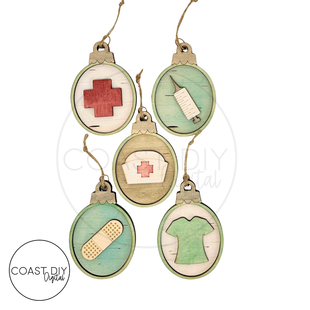 Nursing Woodgrain Oval Ornaments Craft Kit