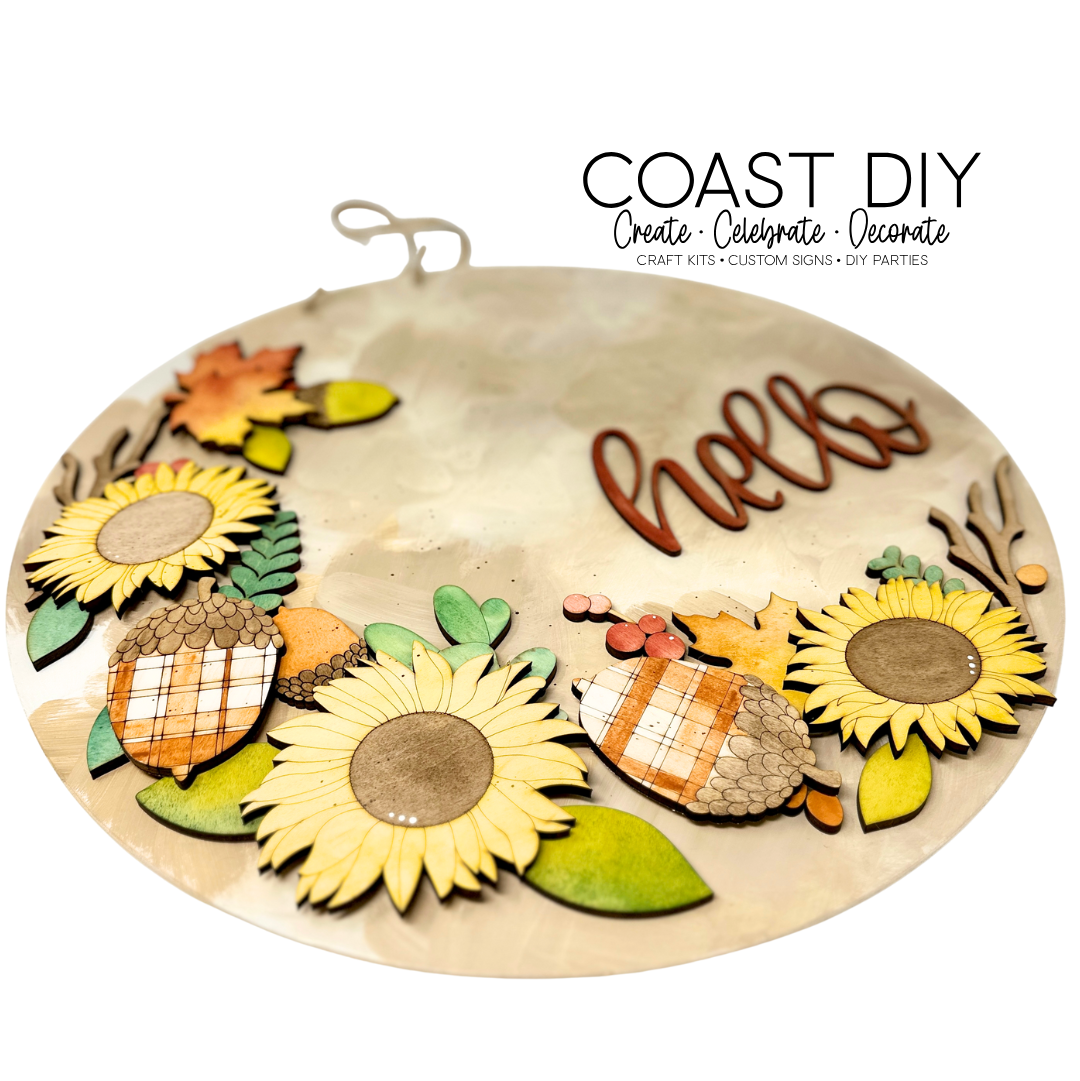 Fall Wreath Hello Door Hanger or Desk Hanger