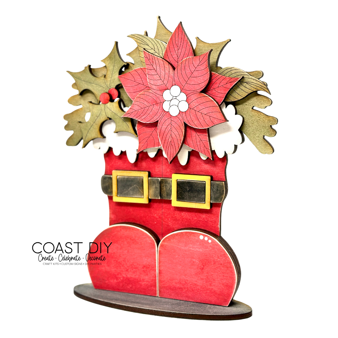 Santa Boots with winter florals