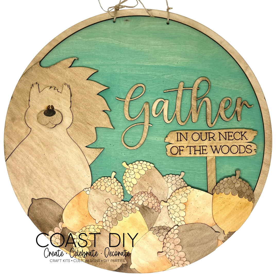 Gather or Welcome Acorn Round Sign Craft Kit