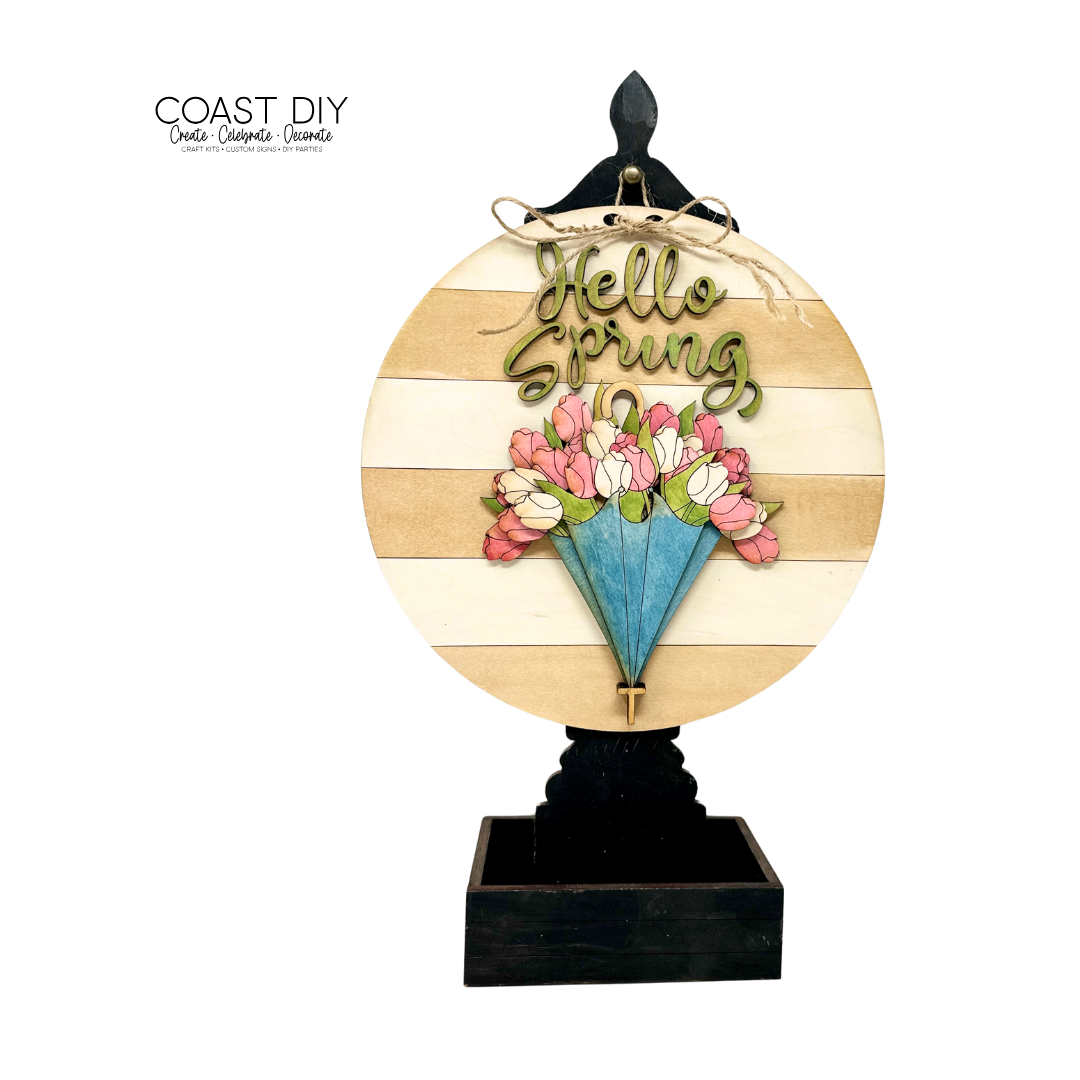 Hello Spring Tulip Umbrella Sign Kit