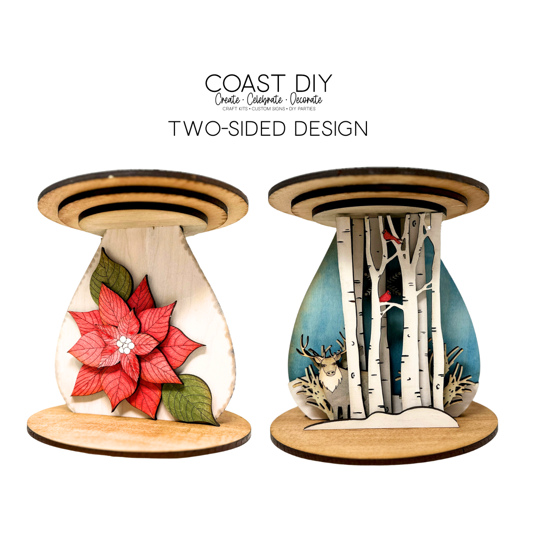 Birch Tree and Poinsettia Candle Holder