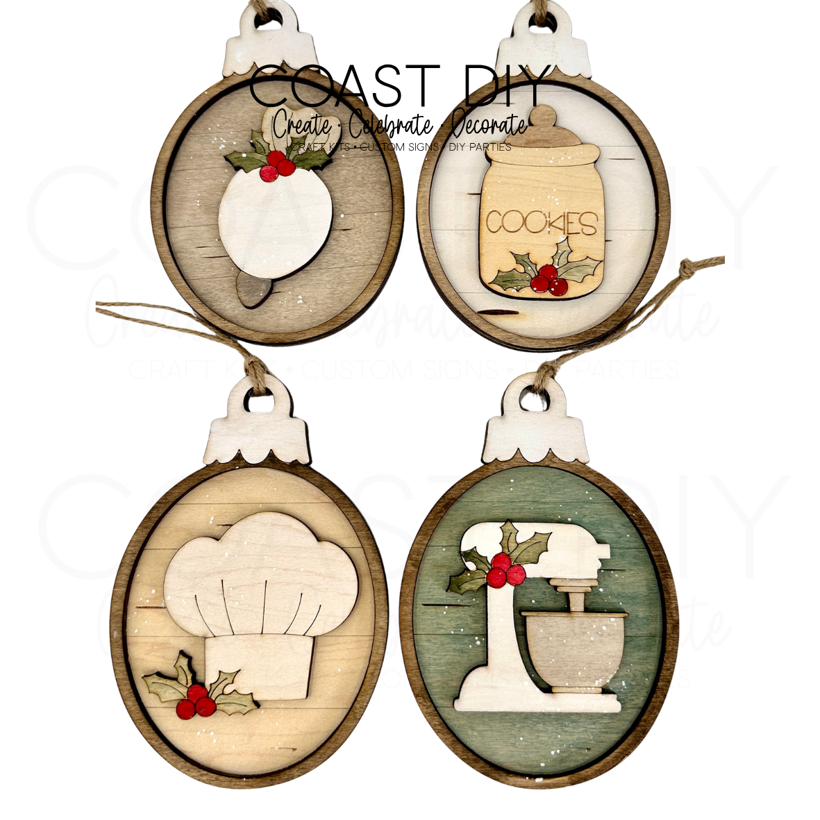 Baking Christmas Woodgrain Oval Ornaments Craft Kit