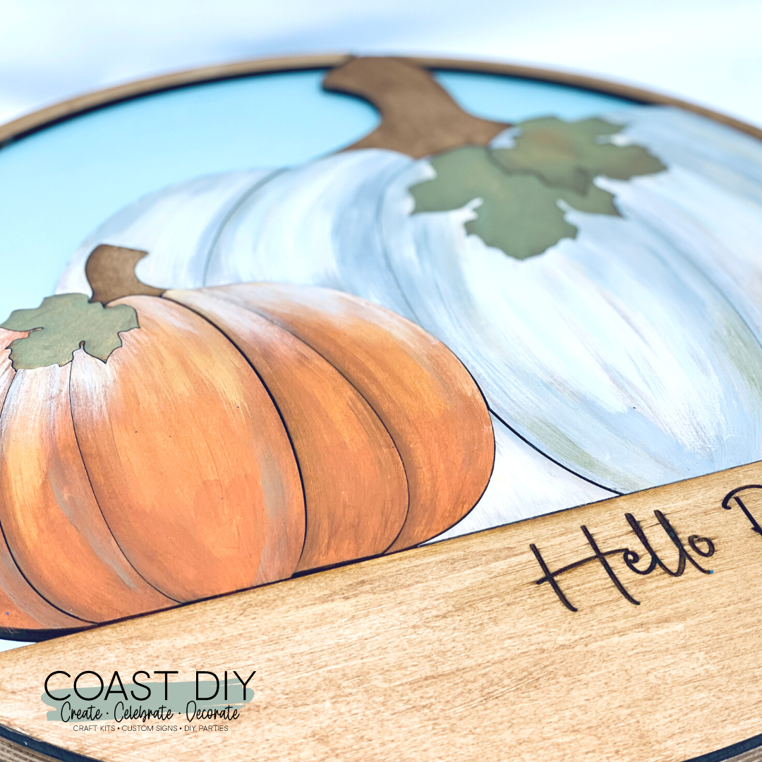 Hello Pumpkin 18" Round Wall Sign
