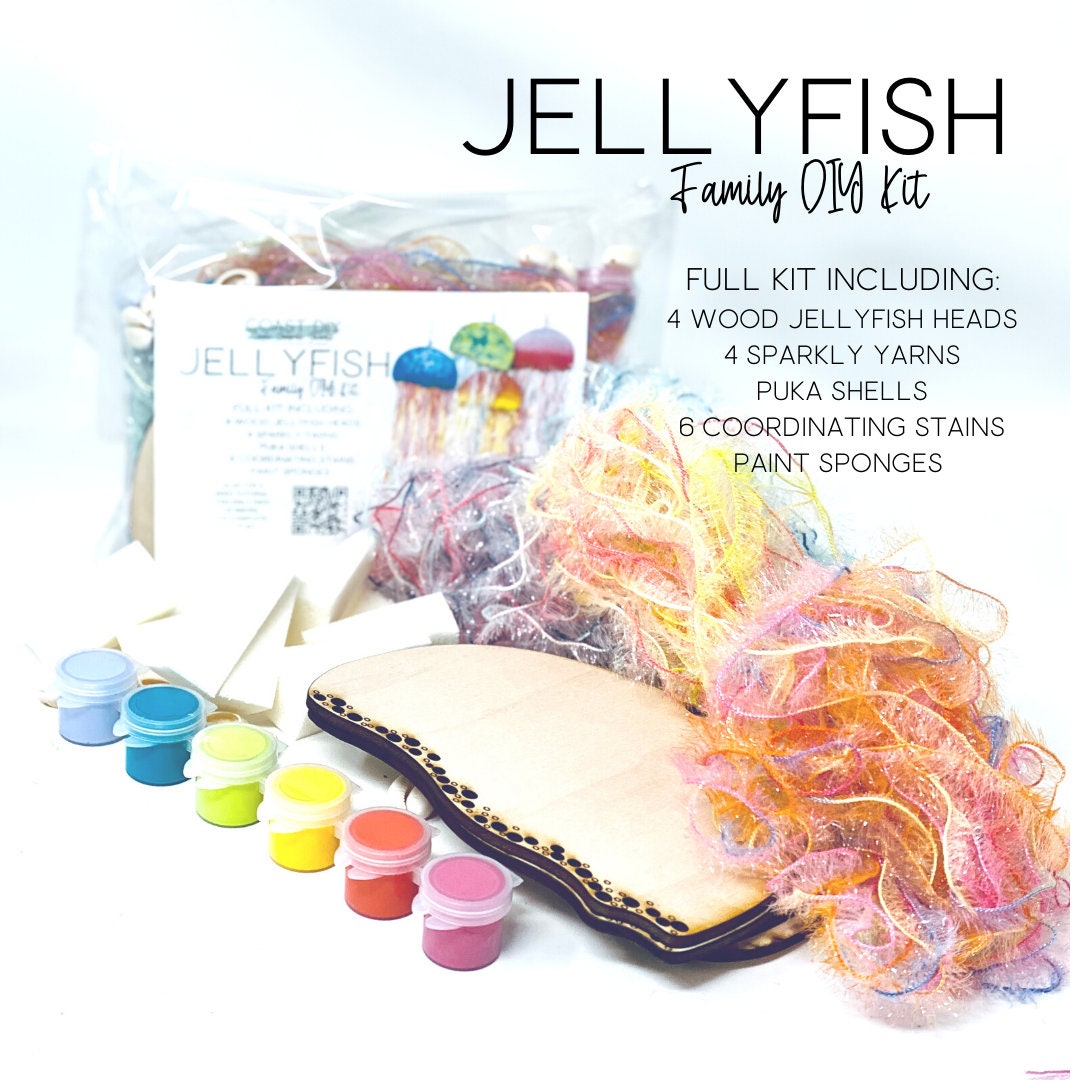 Jellyfish Family Craft Kit|Coastal DIY|Kids Crafts|Adults Paint and Sip