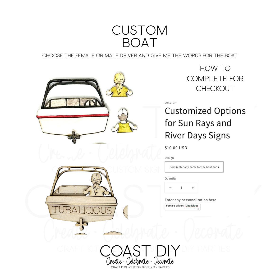 Customized Options for Sun Rays and River Days Signs