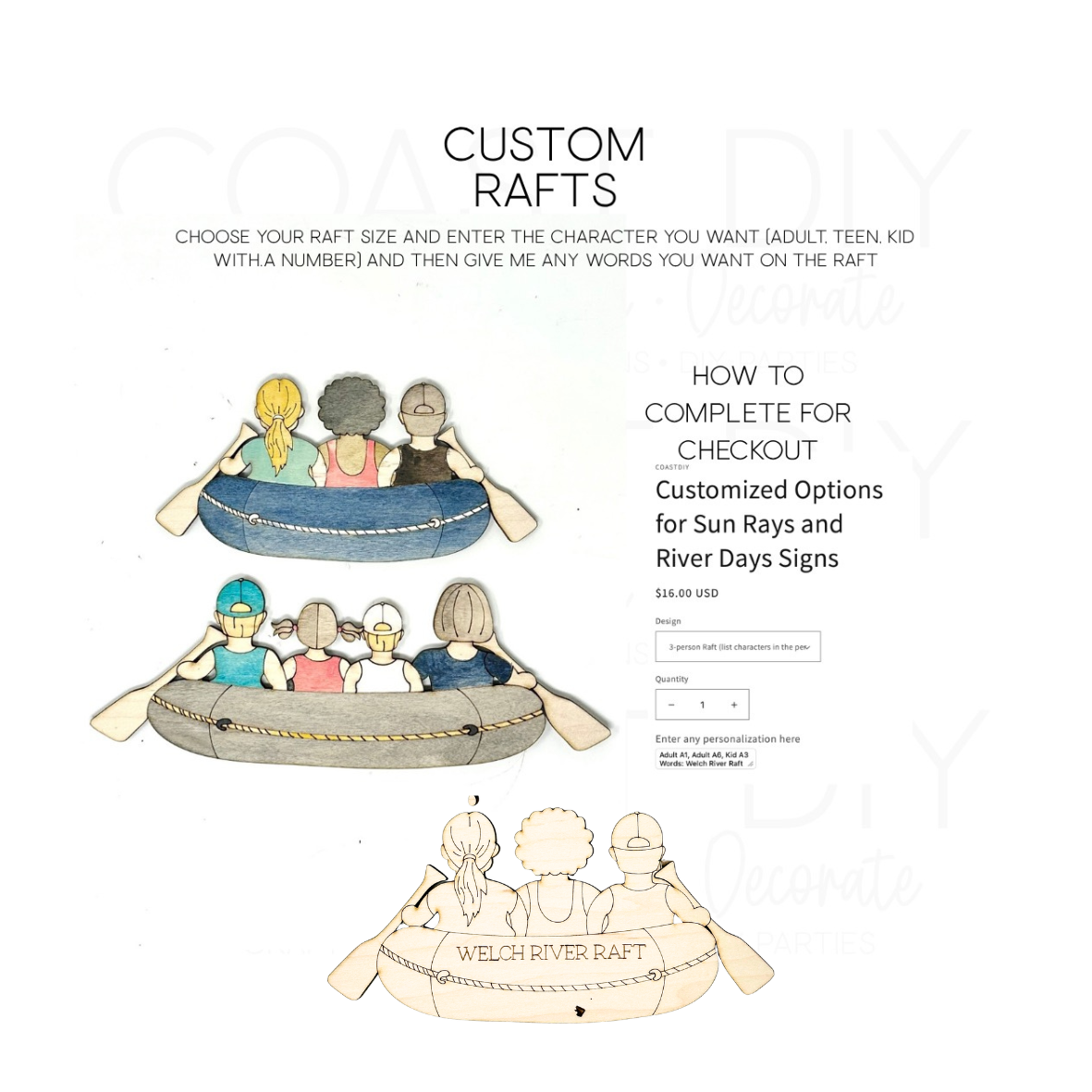 Customized Options for Sun Rays and River Days Signs