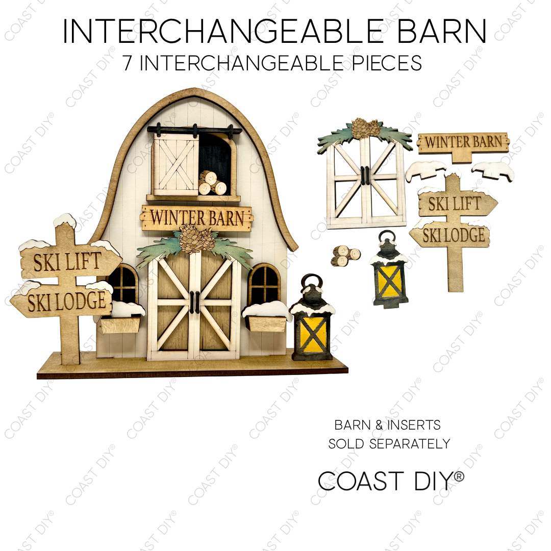 ADD-ON Interchangeable Barn - Winter Barn inserts DIY Craft Kit