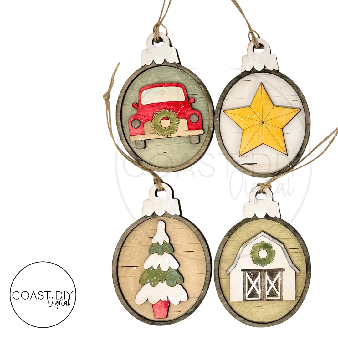 Farmhouse Woodgrain Oval Ornaments Craft Kit