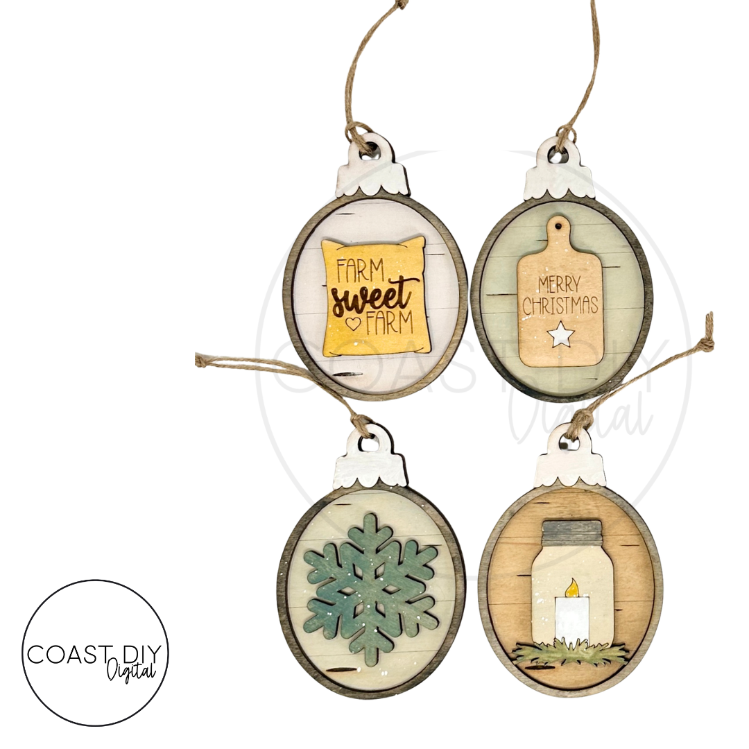 Farmhouse Woodgrain Oval Ornaments Craft Kit