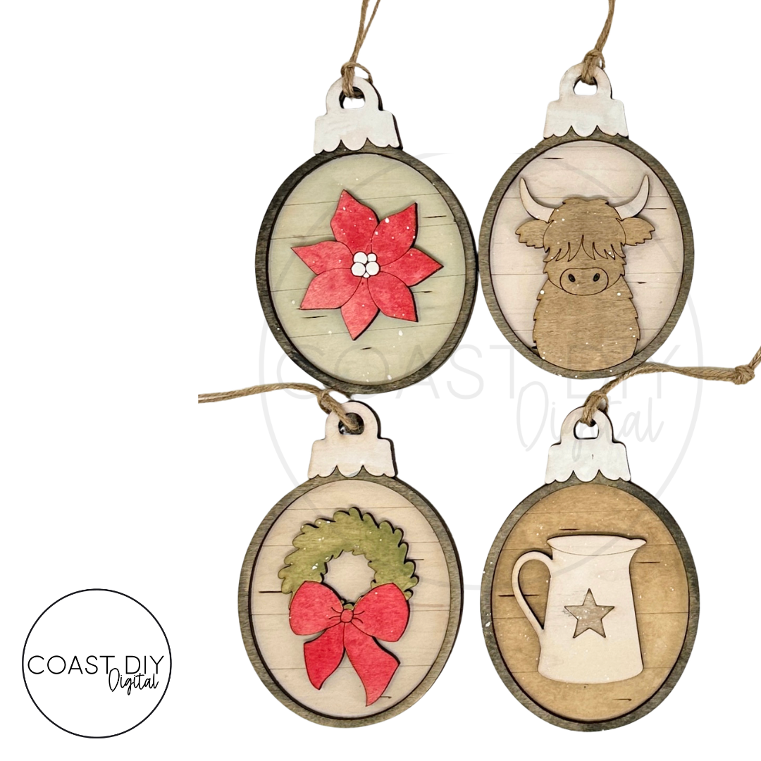 Farmhouse Woodgrain Oval Ornaments Craft Kit