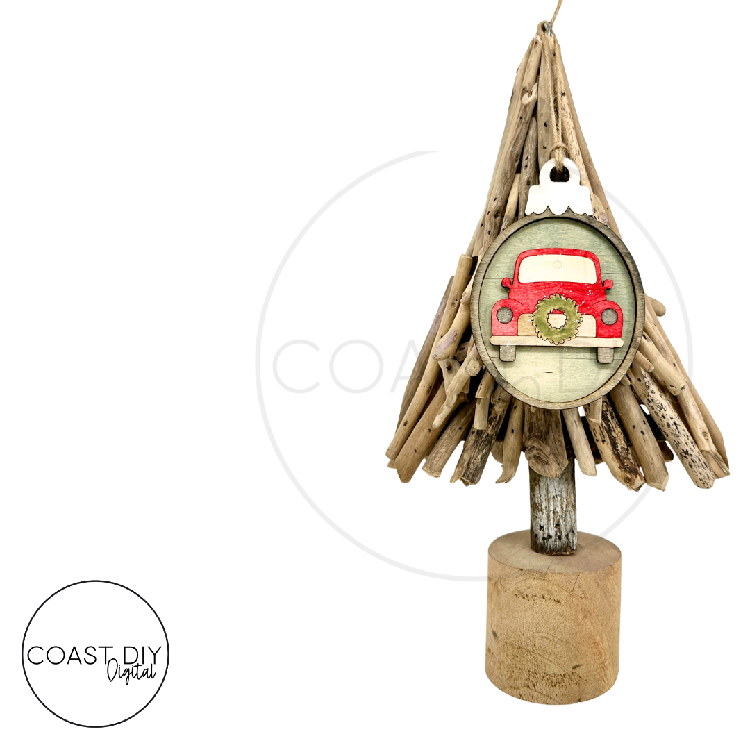 Farmhouse Woodgrain Oval Ornaments Craft Kit
