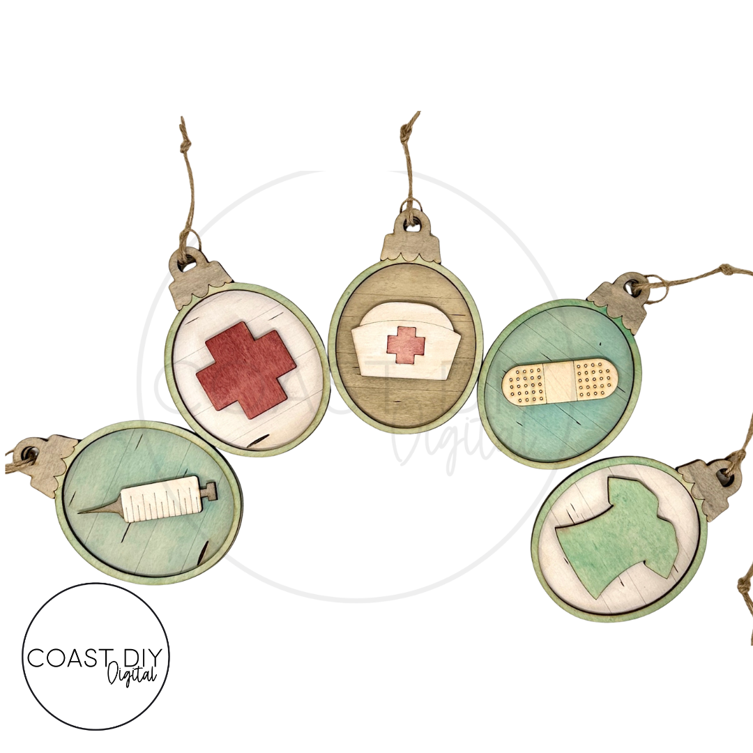 Nursing Woodgrain Oval Ornaments Craft Kit