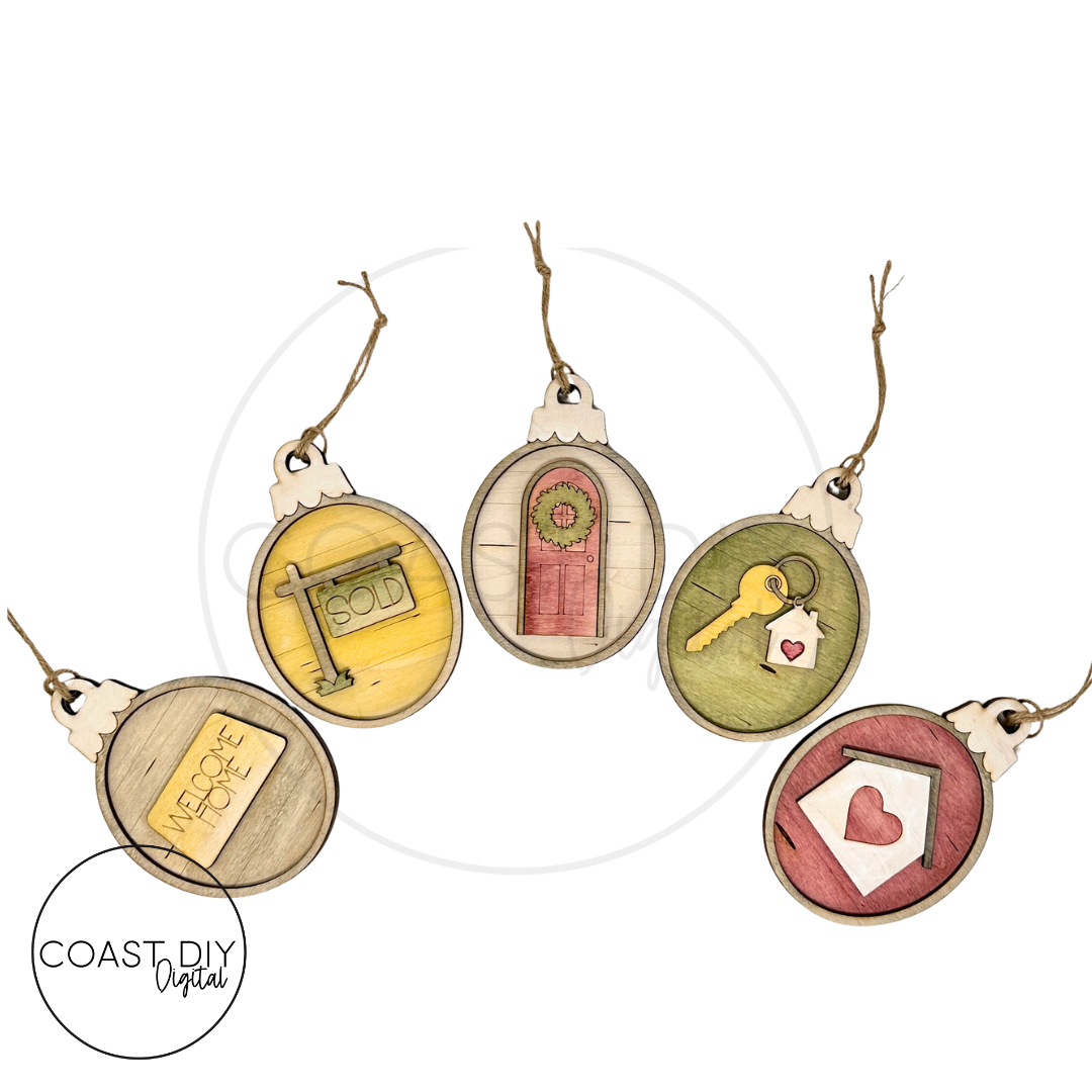 Realtor Woodgrain Oval Ornaments Craft Kit