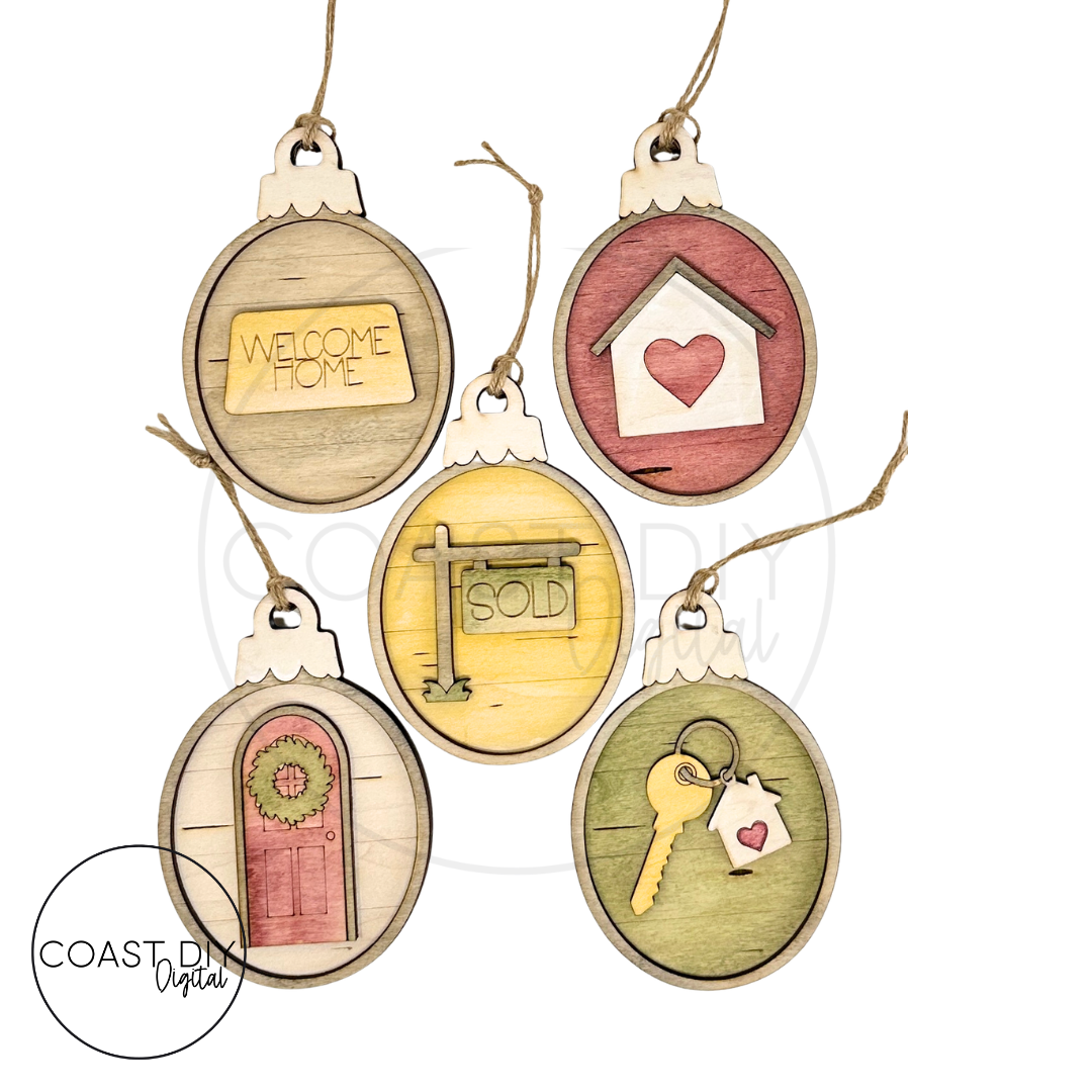 Realtor Woodgrain Oval Ornaments Craft Kit