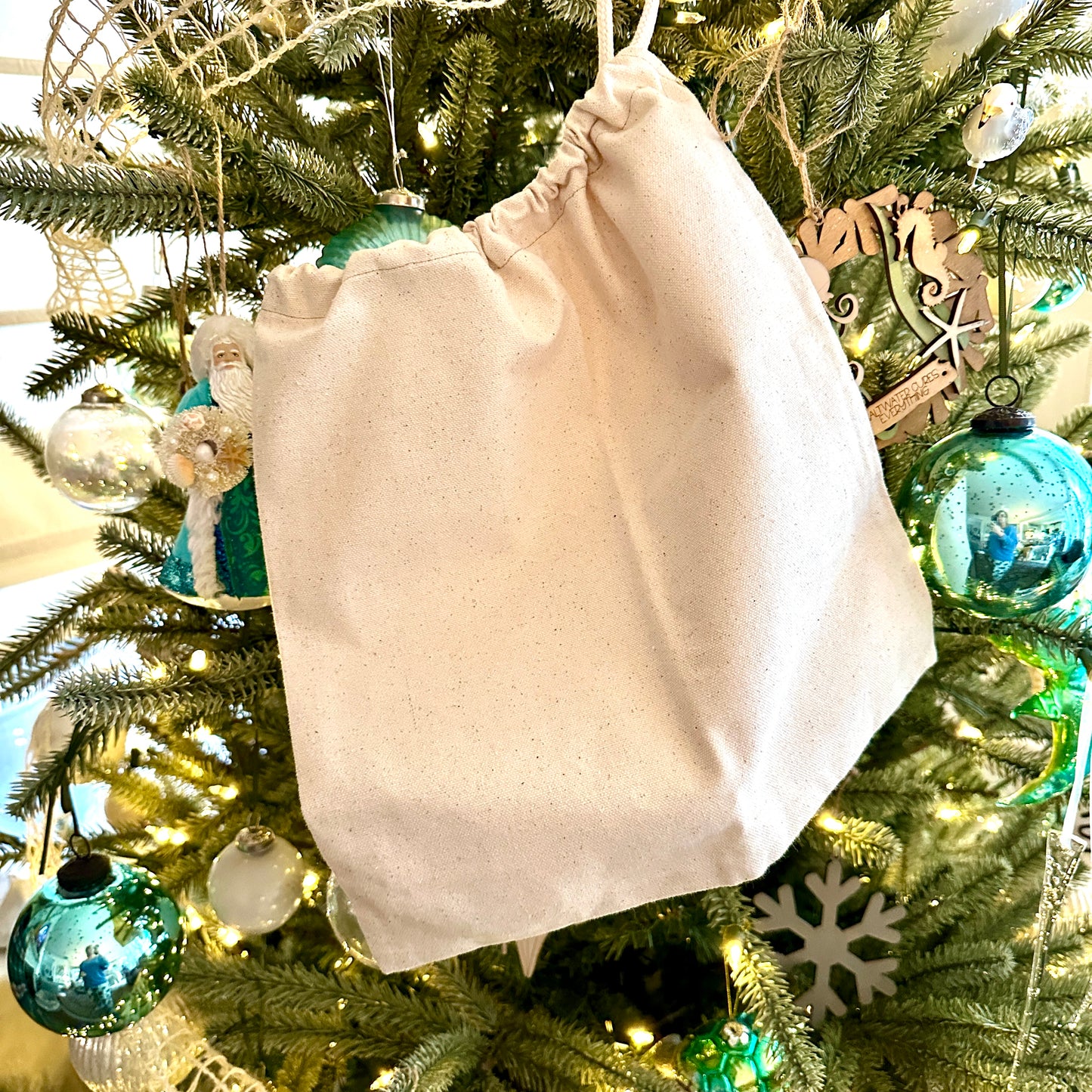 Medium Canvas Pull String Bag