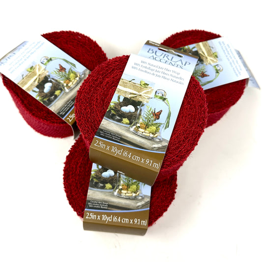 Red 2.5" Burlap Ribbon - thinner
