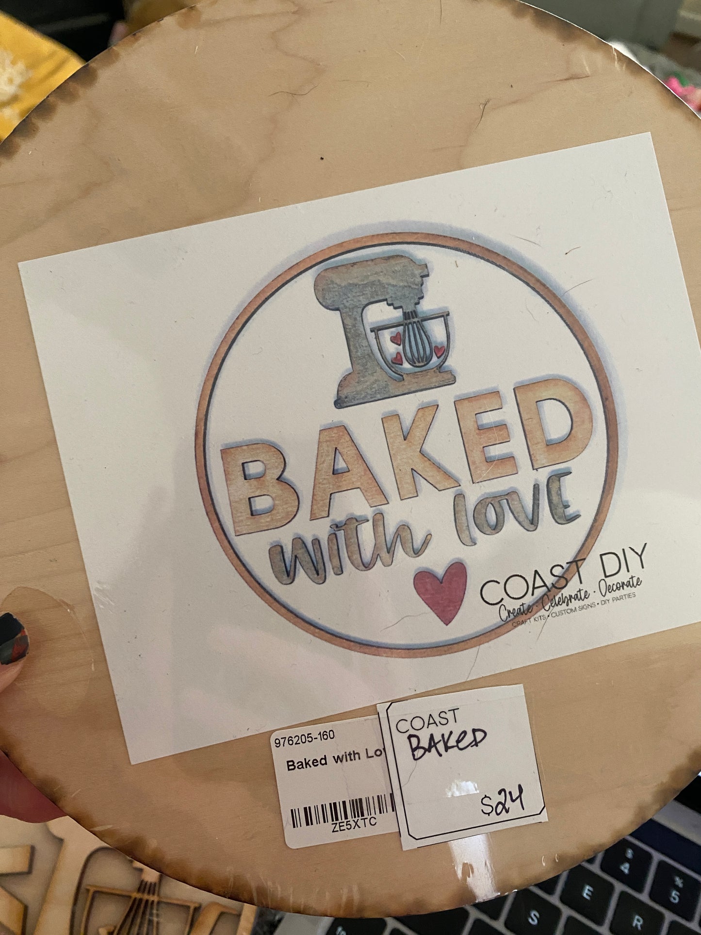 8" Round Baked with Love Kitchen Sign SVG Digital File | Glowforge Ready | Cooking | Chef Gift