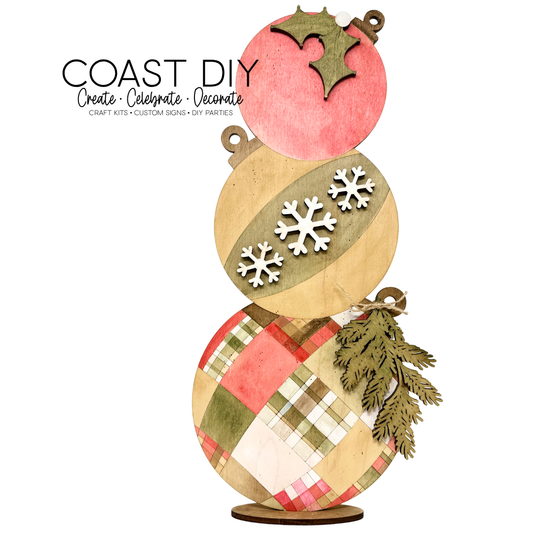 Quilted Trio Stack of Ornaments Shelf Sitter craft kit