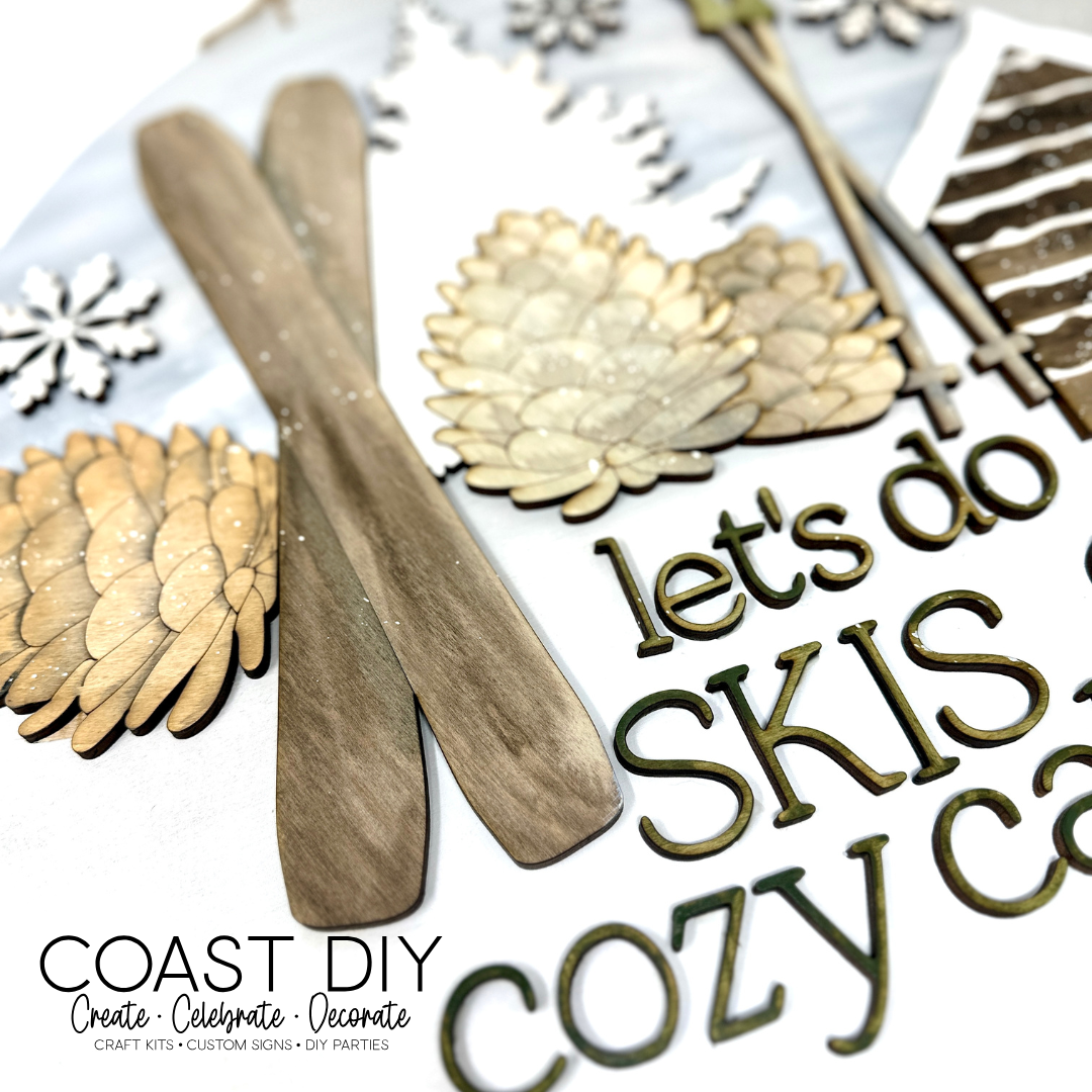 Skis and Cozy Cabins Doorhanger