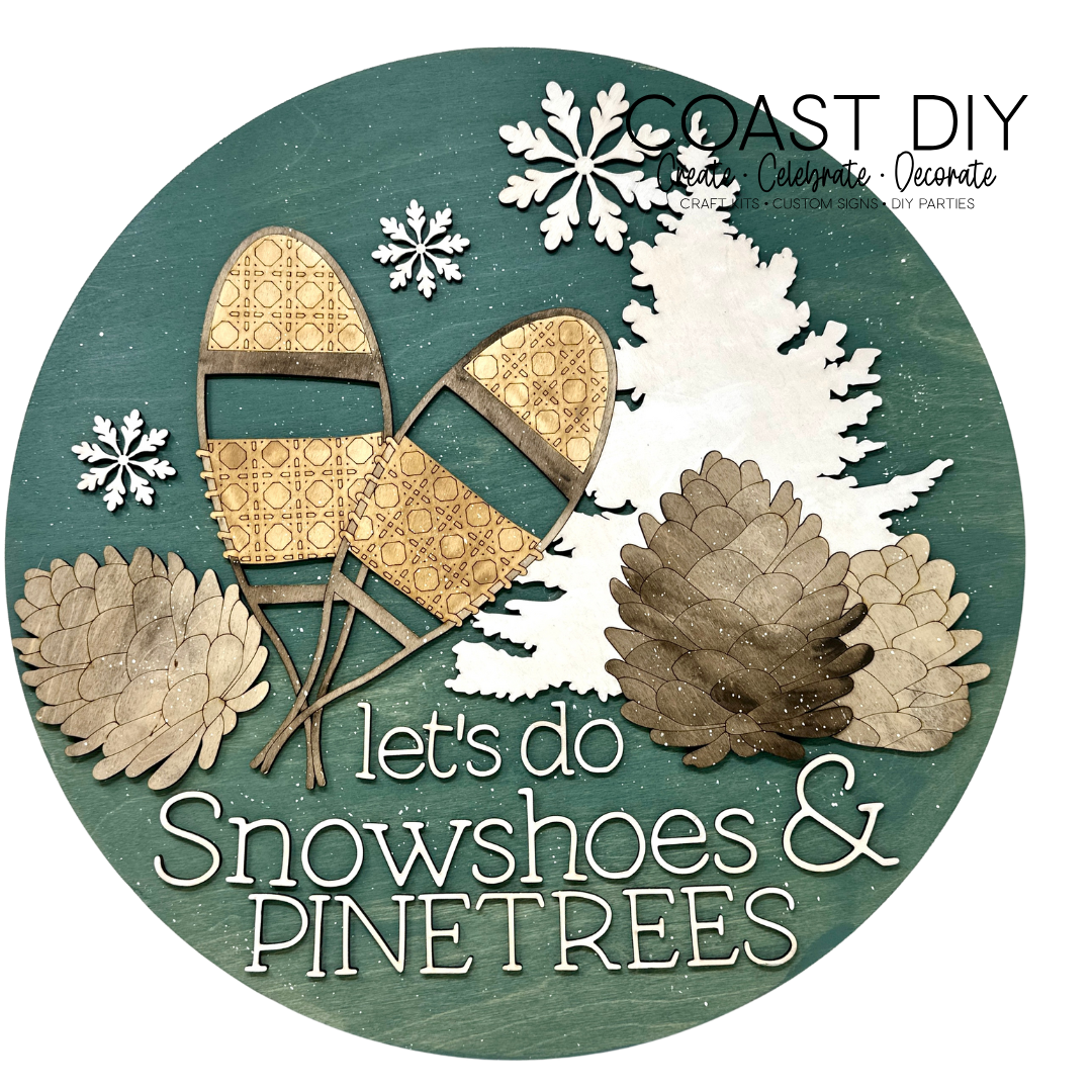 Snowshoes and Pinecones Doorhanger