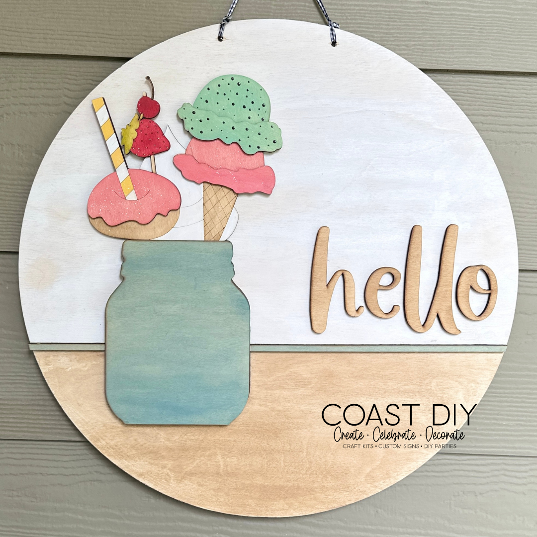 Interchangeable Mason Jar 18" Round Sign OR Shelf Sitter Craft Kit