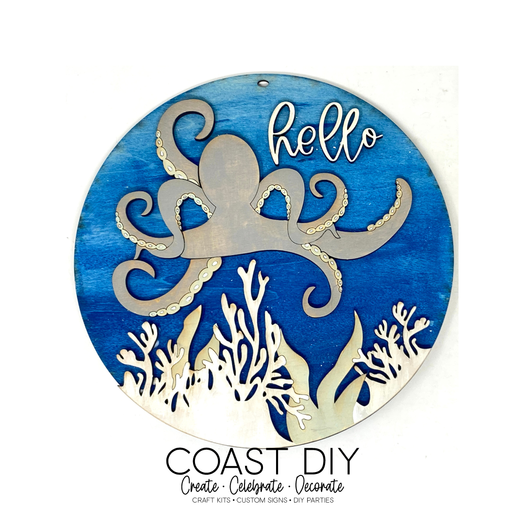 Hello Octopus Mini Sign