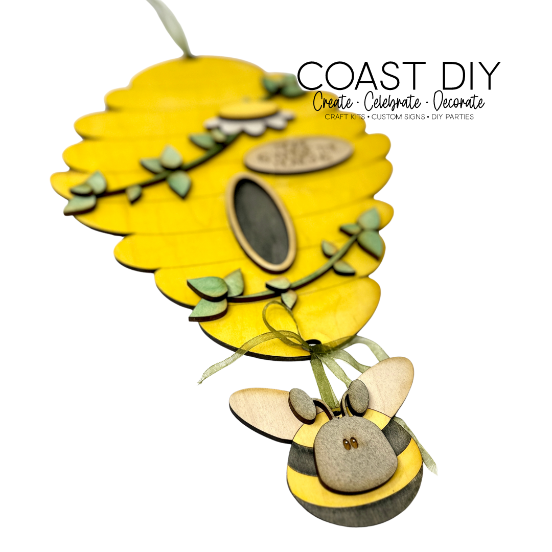 Beehive and Bee Hanging Sign