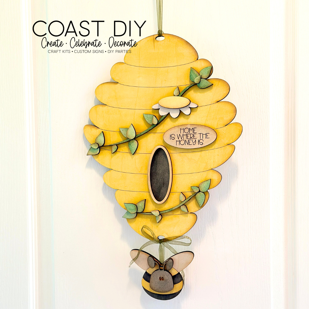 Beehive and Bee Hanging Sign
