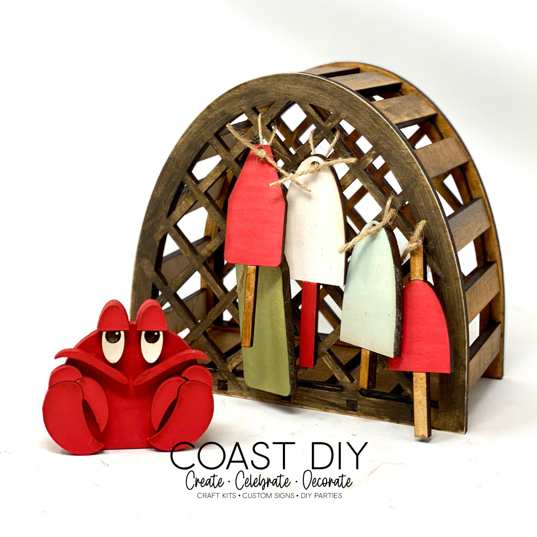 Lobster Trap and Bouy Shelf Decor