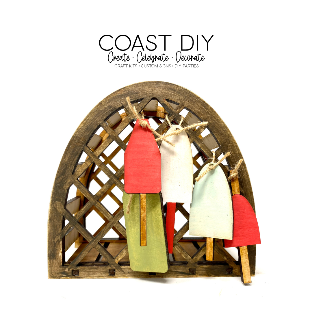 Lobster Trap and Bouy Shelf Decor