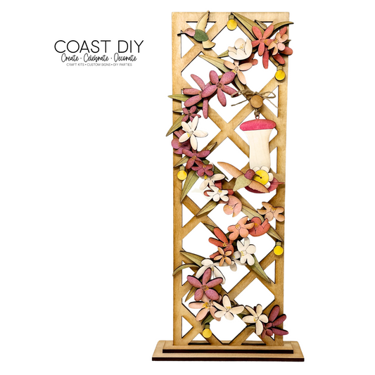 Trellis with Hummingbird Feeder