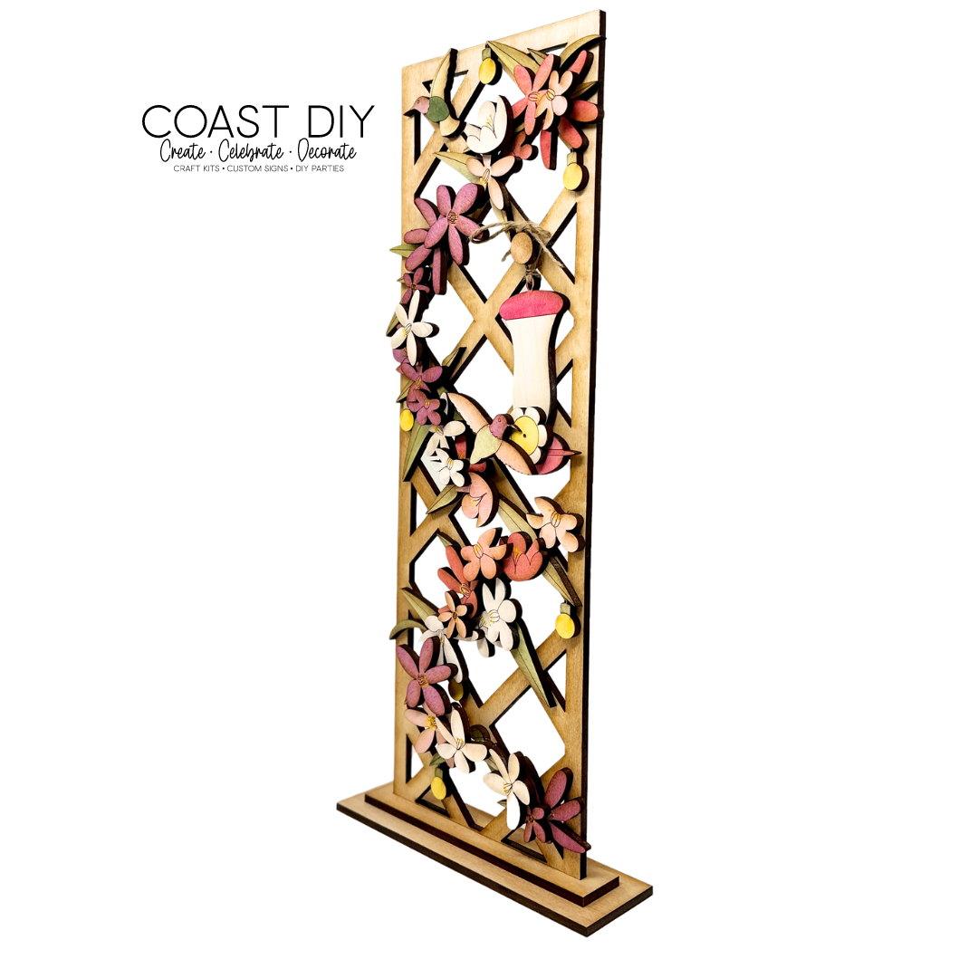 Trellis with Hummingbird Feeder