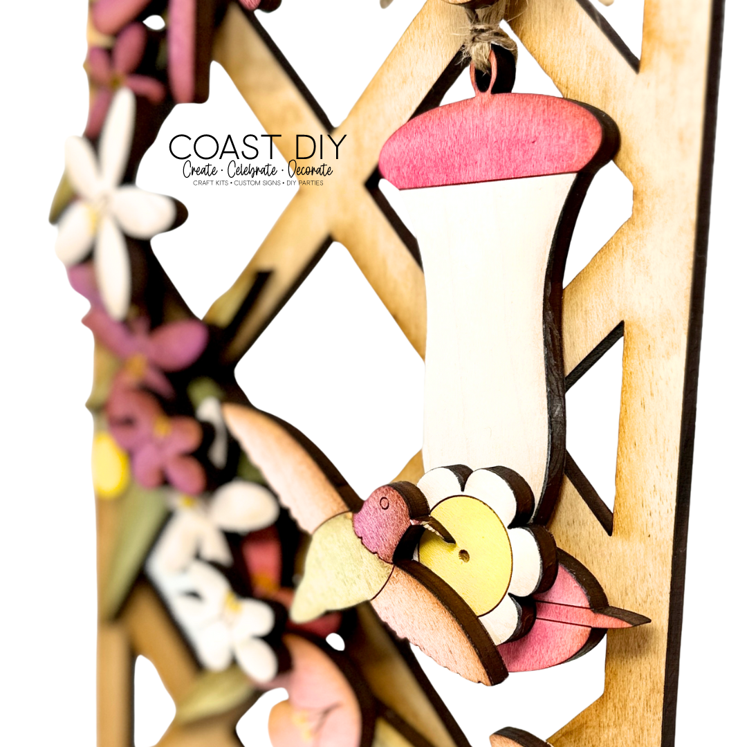 Trellis with Hummingbird Feeder