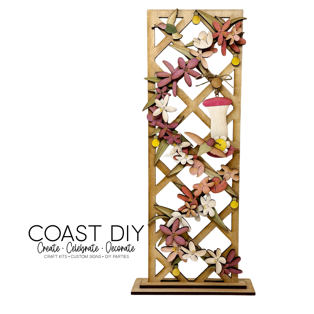 Trellis with Hummingbird Feeder & Flowers Craft Kit