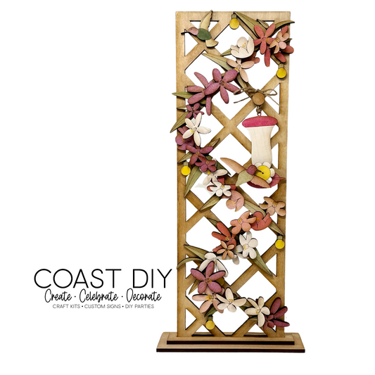 Trellis with Hummingbird Feeder & Flowers Craft Kit