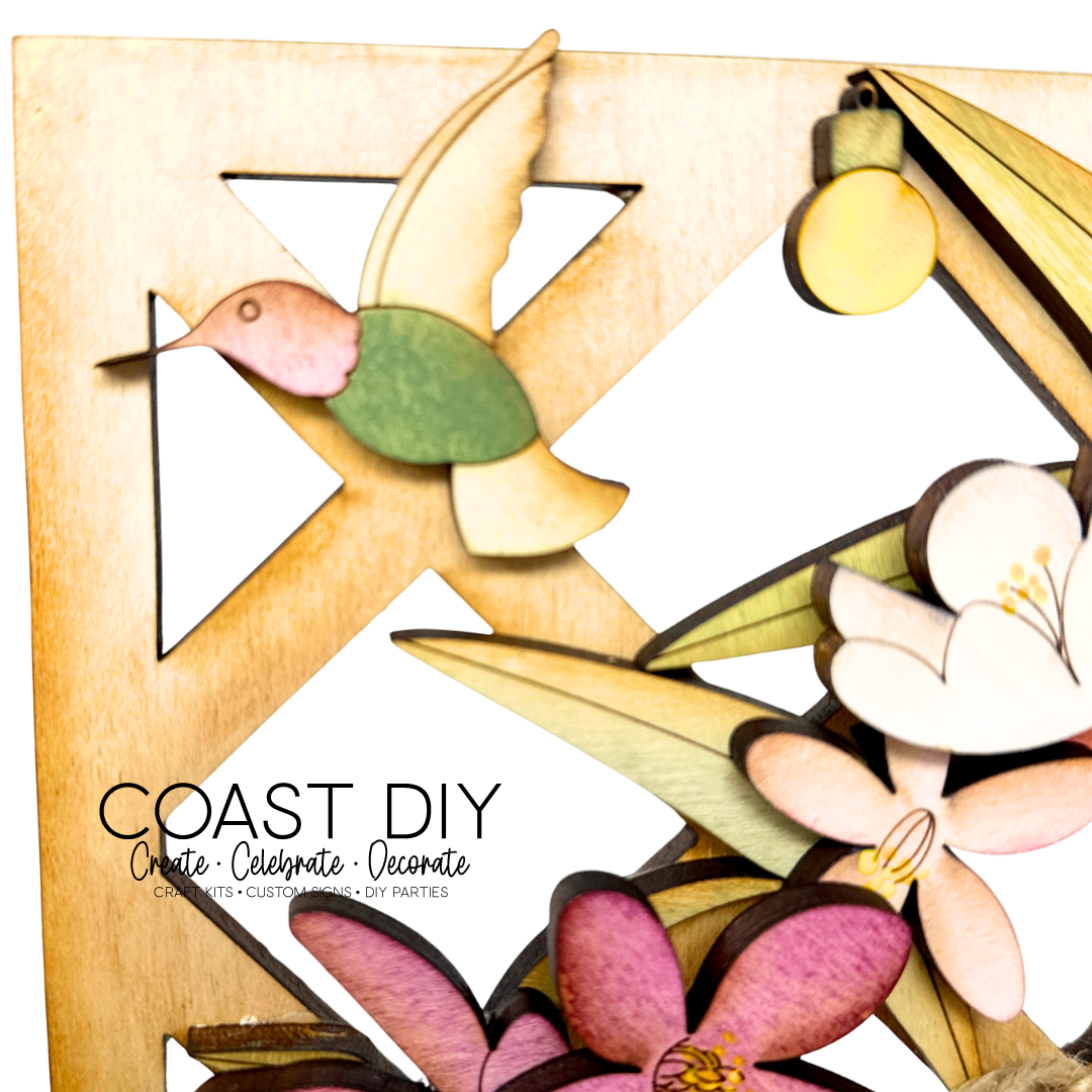 Trellis with Hummingbird Feeder & Flowers Craft Kit