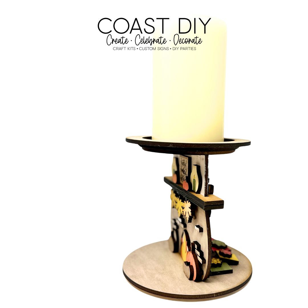 Fireplace Two-Sided Fall and Christmas Candle Holder