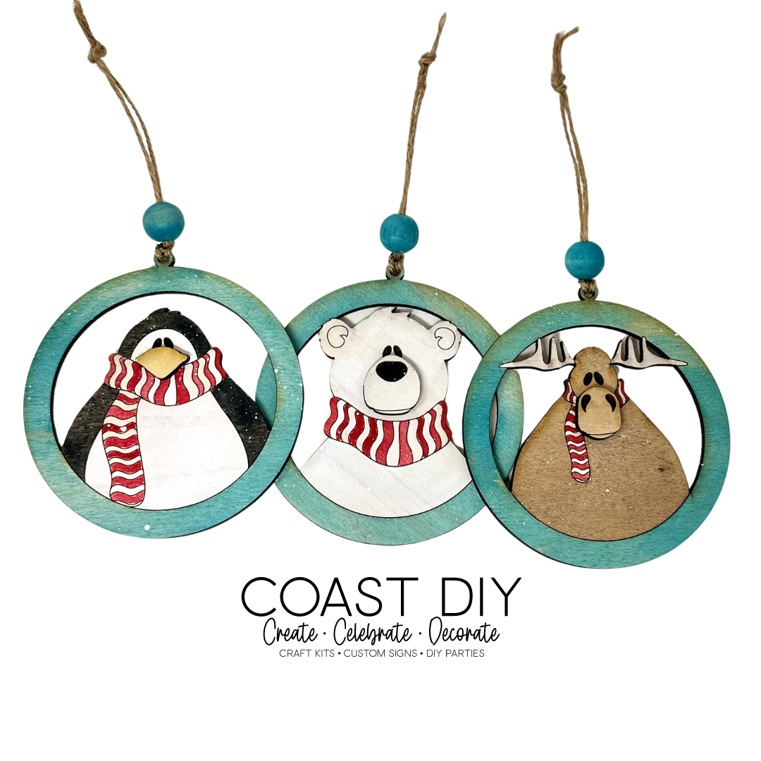 Trio of Scarf Animal Ornament Kit