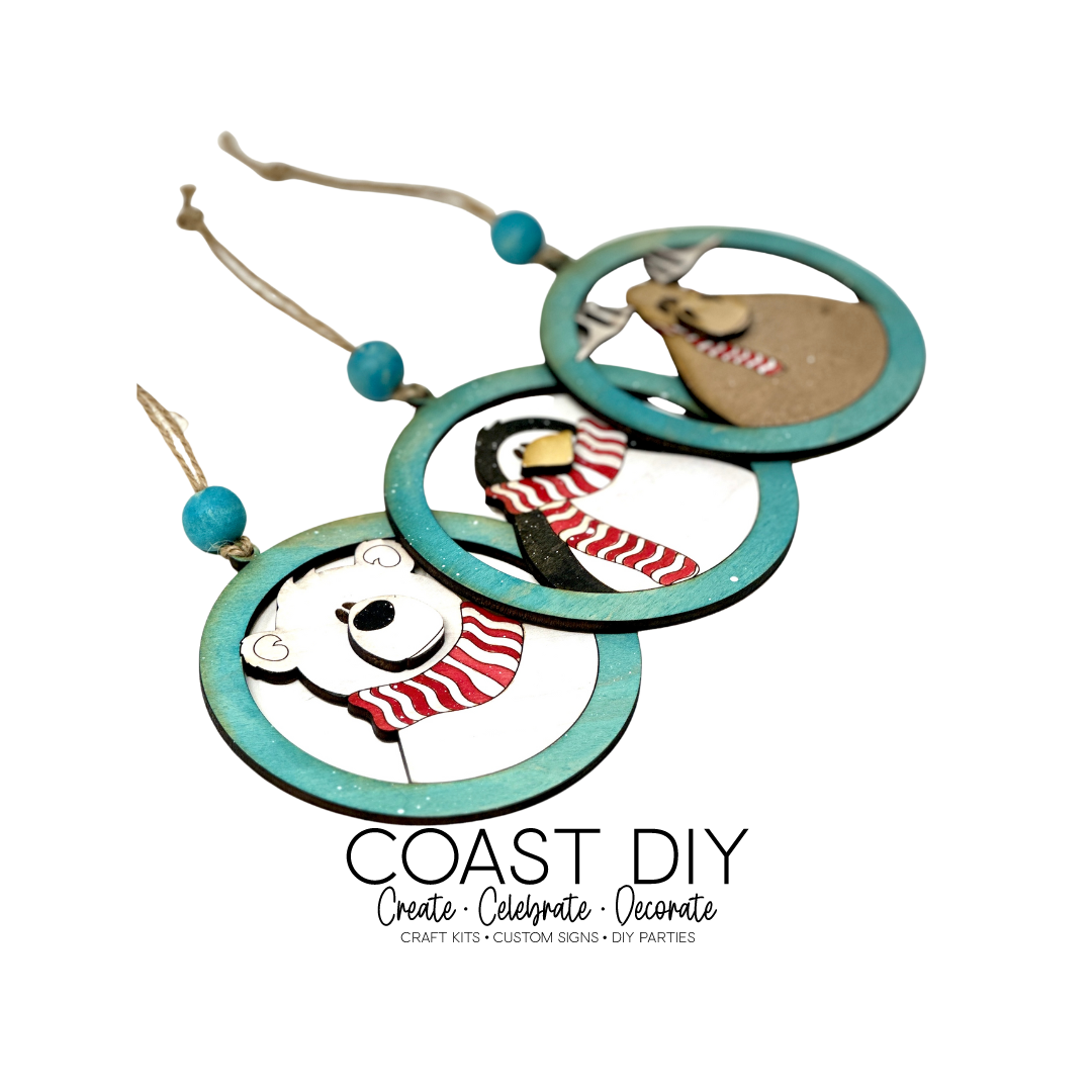Trio of Scarf Animal Ornament Kit