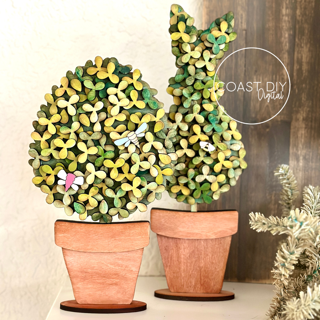 Spring Egg and Bunny Topiaries