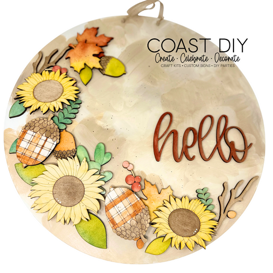 Fall Wreath Hello Door Hanger or Desk Hanger