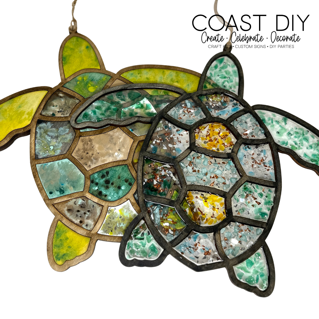 Faux Stained Glass Sea Turtle