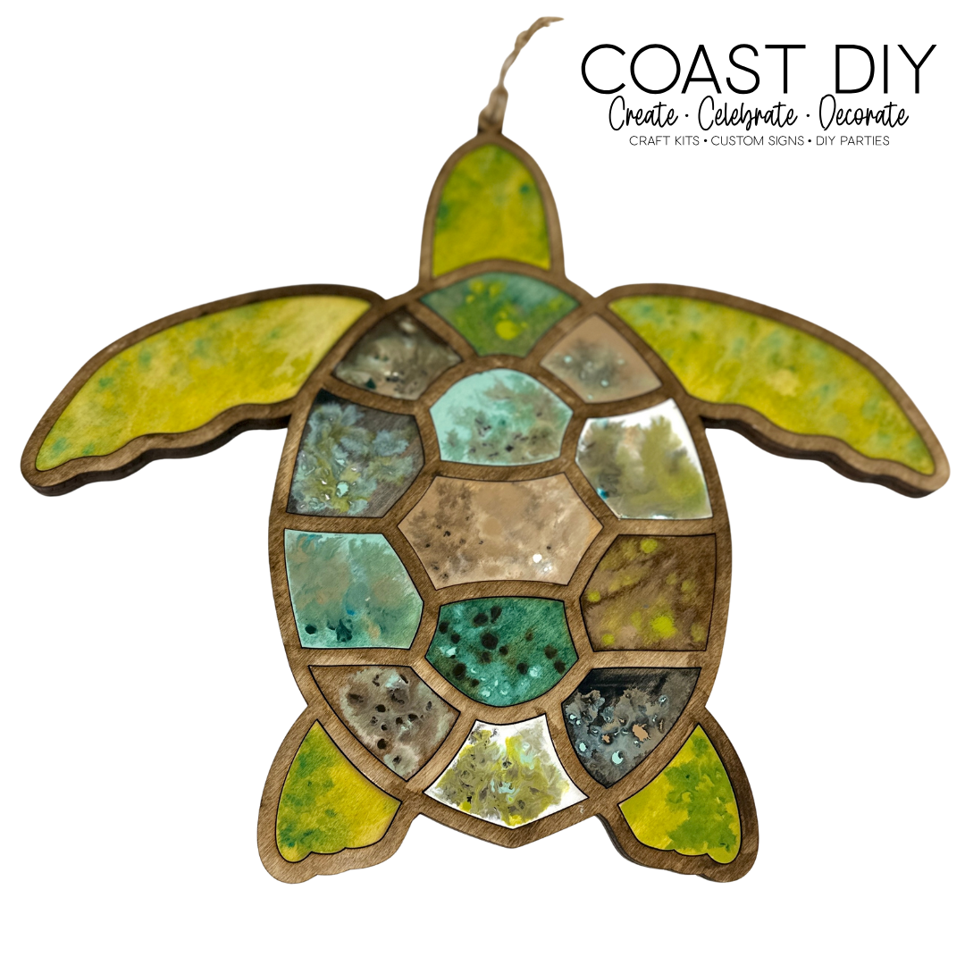Faux Stained Glass Sea Turtle