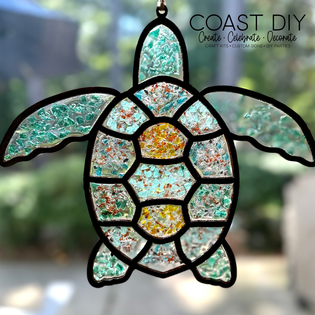 Faux Stained Glass Sea Turtle