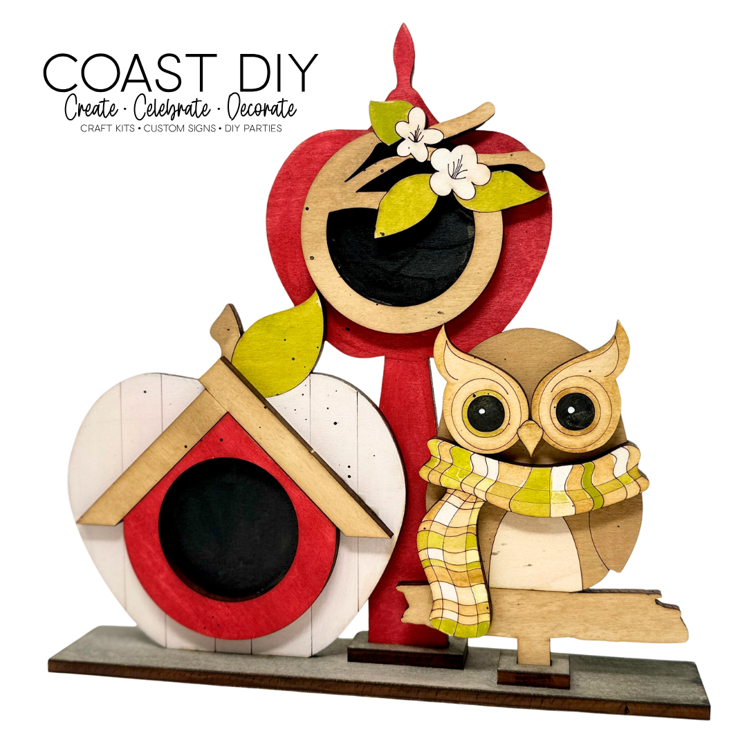Shelf Sitter Apple Birdhouses & Owl Craft Kit
