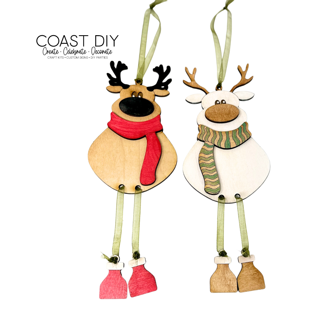 Leggy Reindeer Duo Ornaments