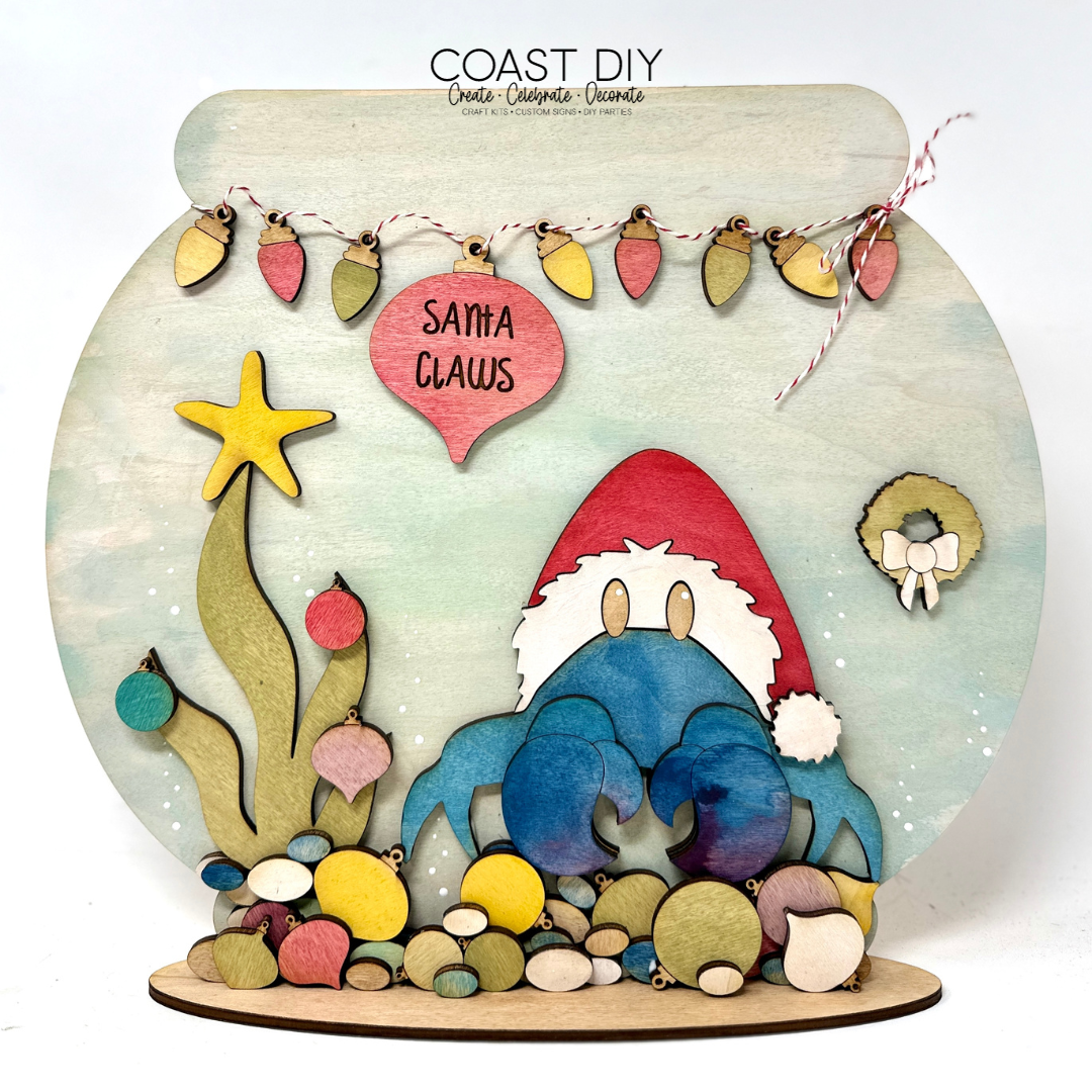 Santa Claws or Santa Jaws Christmas Scene Shelf Sitter