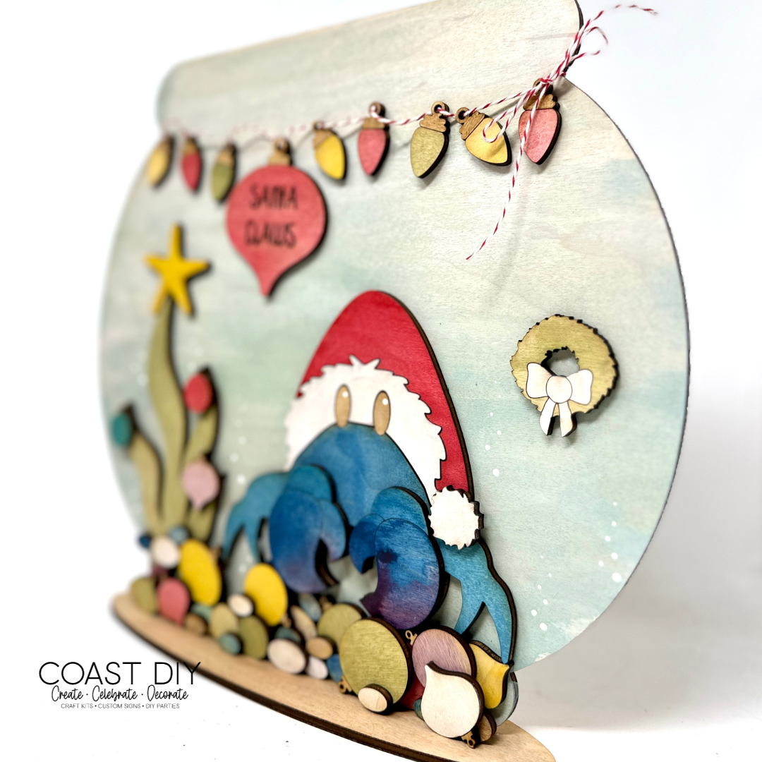 Santa Claws or Santa Jaws Christmas Scene Shelf Sitter