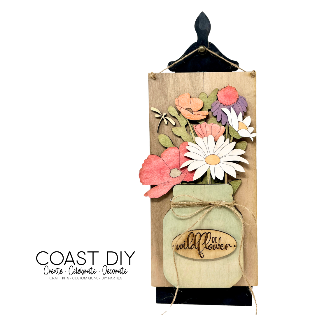 Wildflower Mason Jar Board Sign Craft Kit
